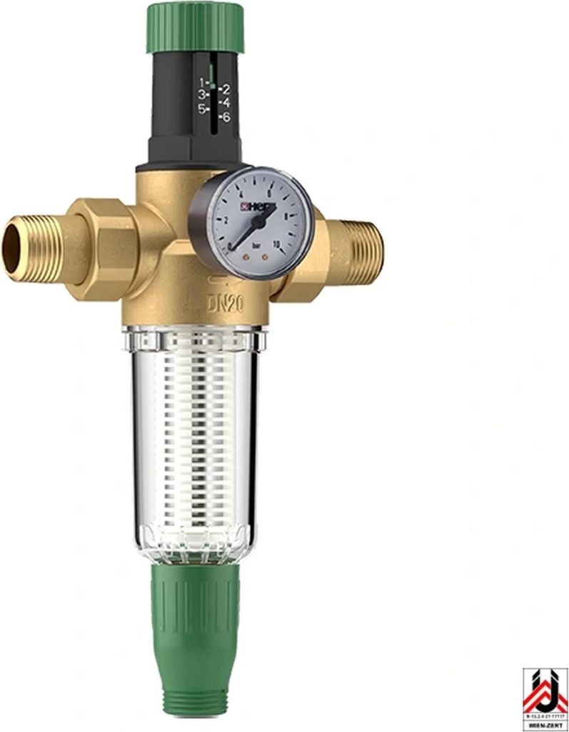 Herz Trinkwasserfilter, DN25, 1` AG, rückspülbar, Druckreduzierer, 1 Stk.