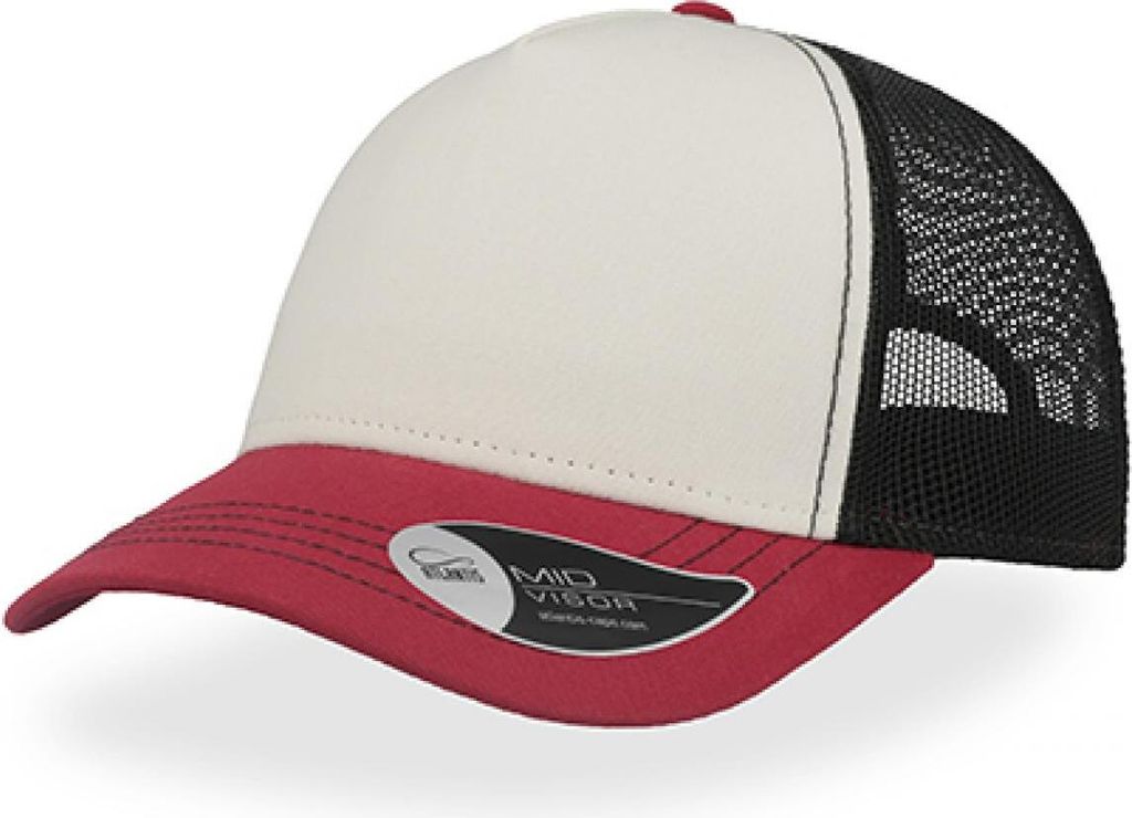 Atlantis RCAN | Rapper Canvas Cap, 5-Panel-Mesh-Cap - Farbe: White/Burgundy/Black - Größe: One Size