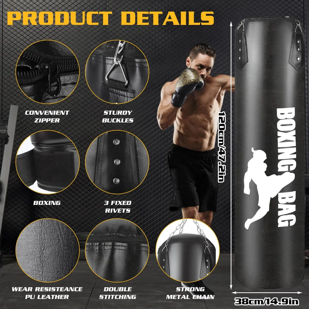 Sac d'entraînement boxe en cuir microfibre résistant avec fixations - 2