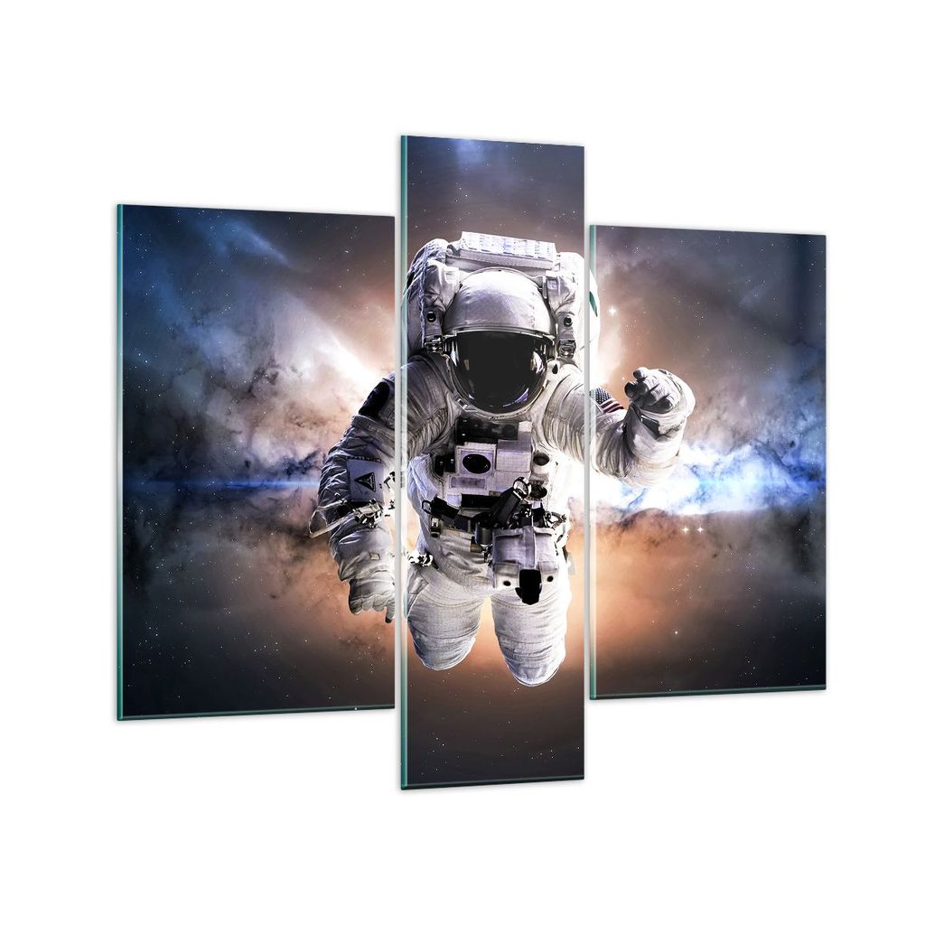 Bilder auf glas - Astronaut Erde Raum - 95x80cm - Glasbilder - Wandbilder - Kunstdruck - zum Aufhängen bereit - Wanddekoration aus Glas - Glas Bil...