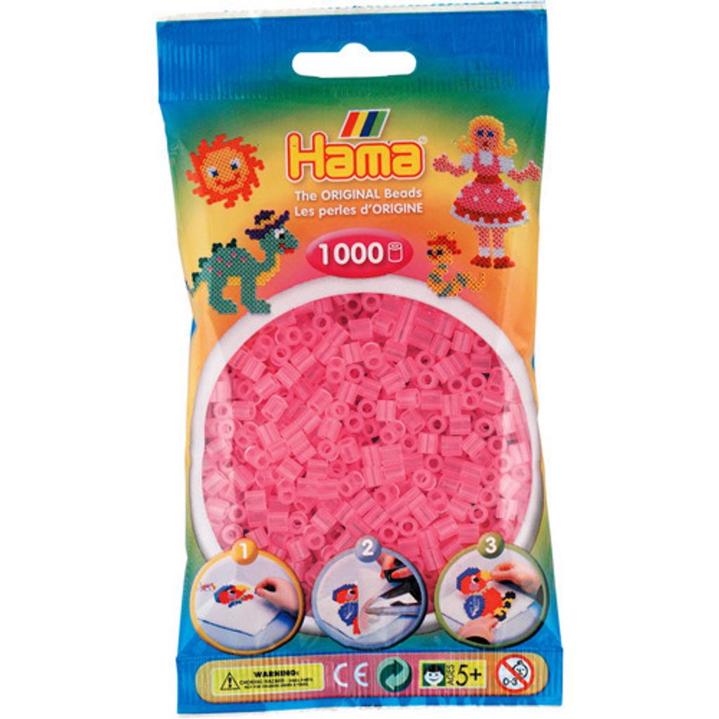 HAMA parels, transparant, roze, 1.000 stuks Productafbeelding 