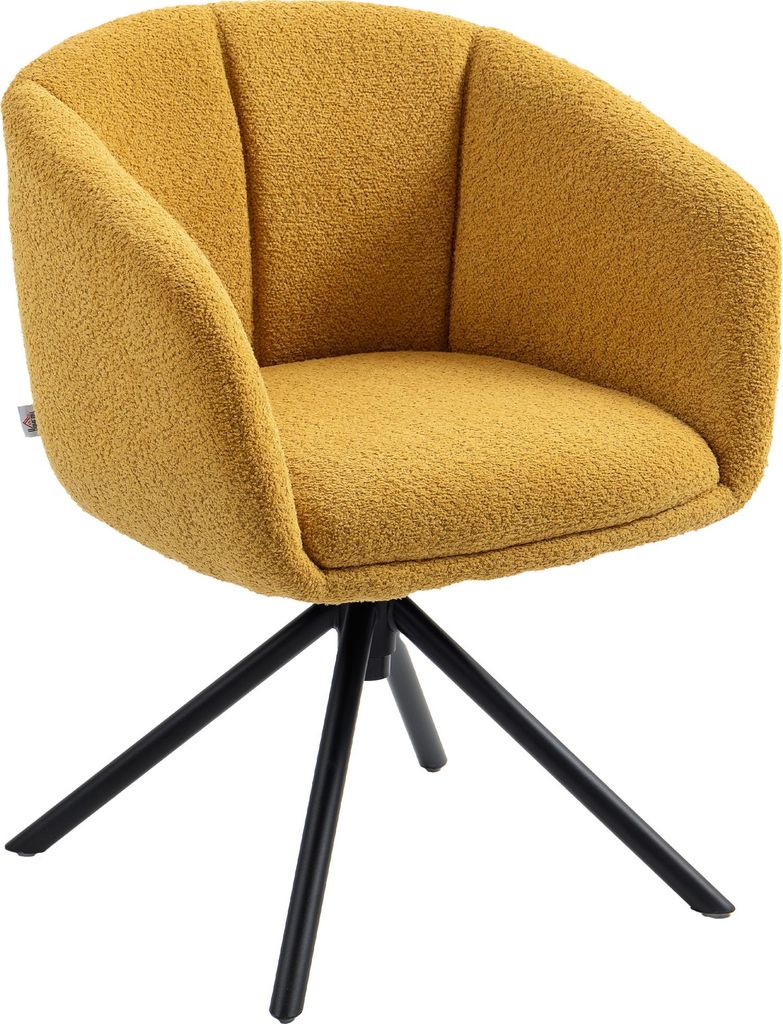Sessel, Polsterstuhl mit bequemer Sitzschale, drehbar, kuscheliger Bezug, bis 120 kg, Gelb
