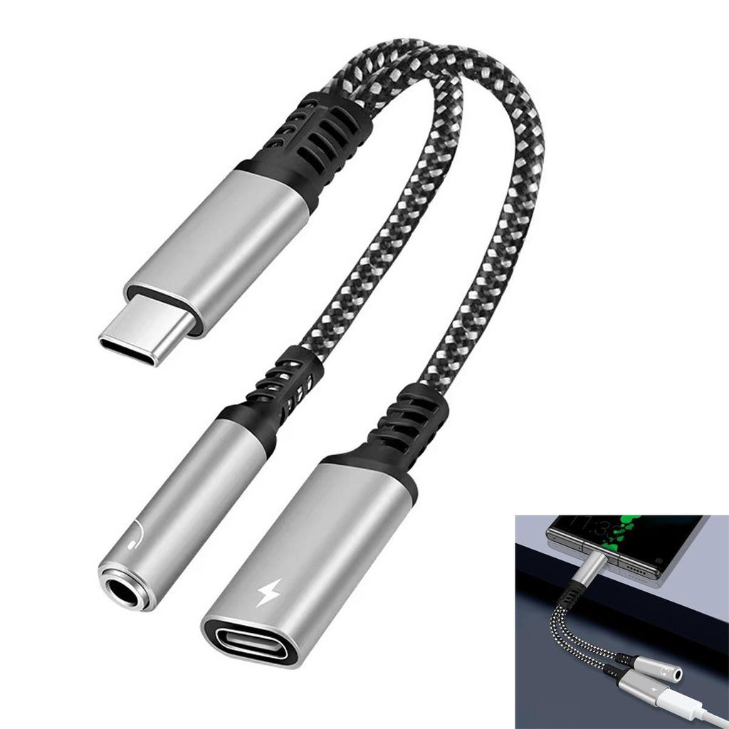 Typ-C 2-in-1-Adapter, 60 W Schnellladung, Musik- und Lade-Digitaladapter, geeignet für Reisen, Zuhause und Büro