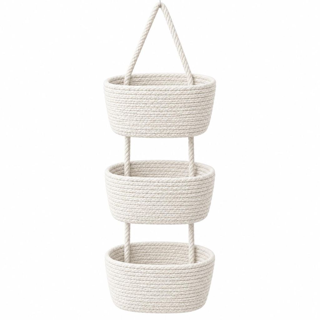Paniers suspendus en corde de coton – WOVYBAS, couleur Image du produit  Image générée par une IA
