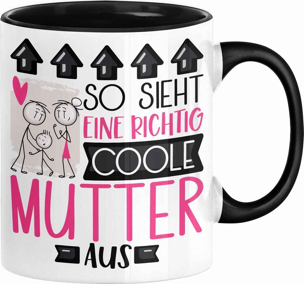Mutter Geschenk Tasse Lustig Geschenkidee für Mutter Geburtstag So Sieht Eine Richtig Coole Mutter Aus Frauen Spruch Muttertag Beste Mama (Schwarz)