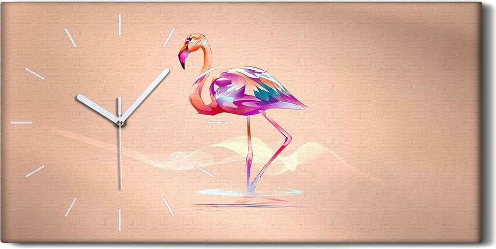 Küche Wohnzimmer Wand Leinwand Uhr Geräuschlos 60x30 Flamingo Tier Kunst - weiße Hände
