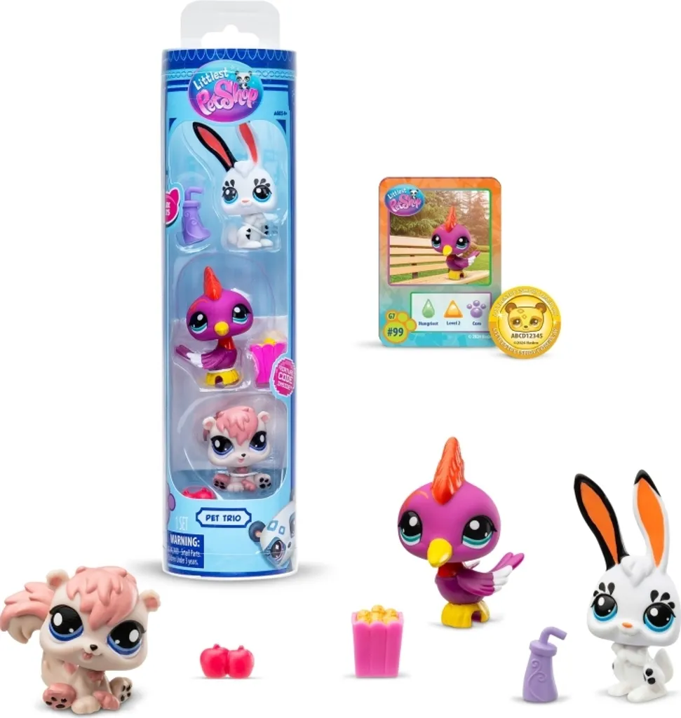 Figurines Littlest Pet Shop : Trio Loutre, Chien de berger et Mouette LPS