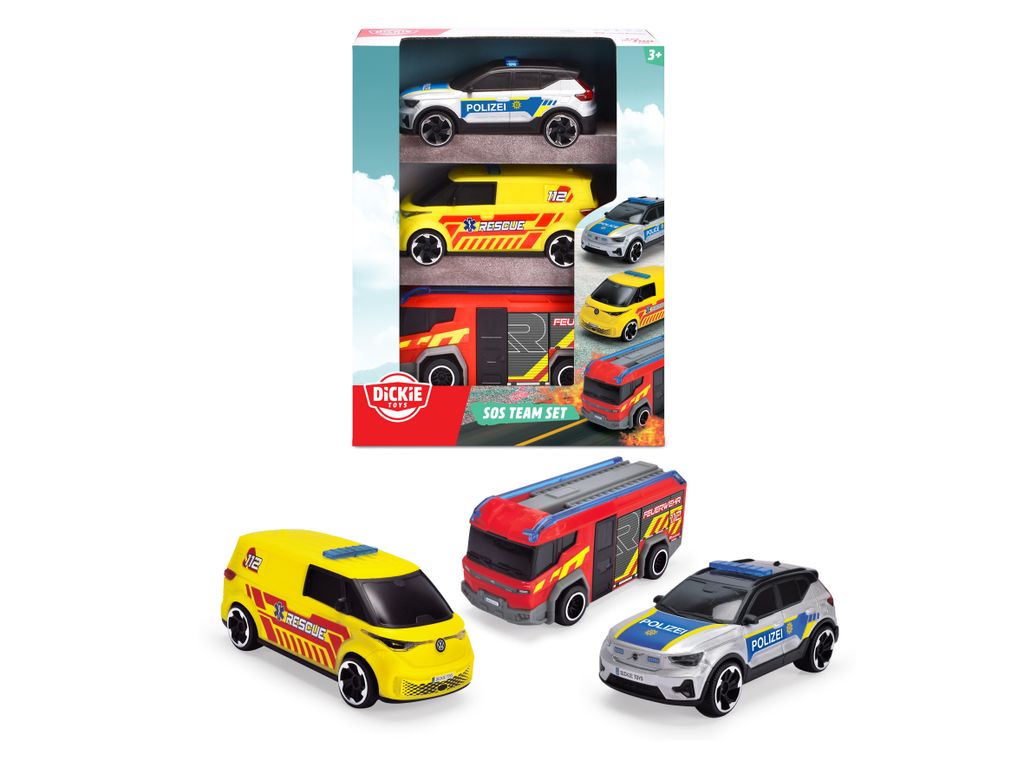 Dickie Toys - SOS-Team Spielzeugautos (je 15 cm) Produktbild 
