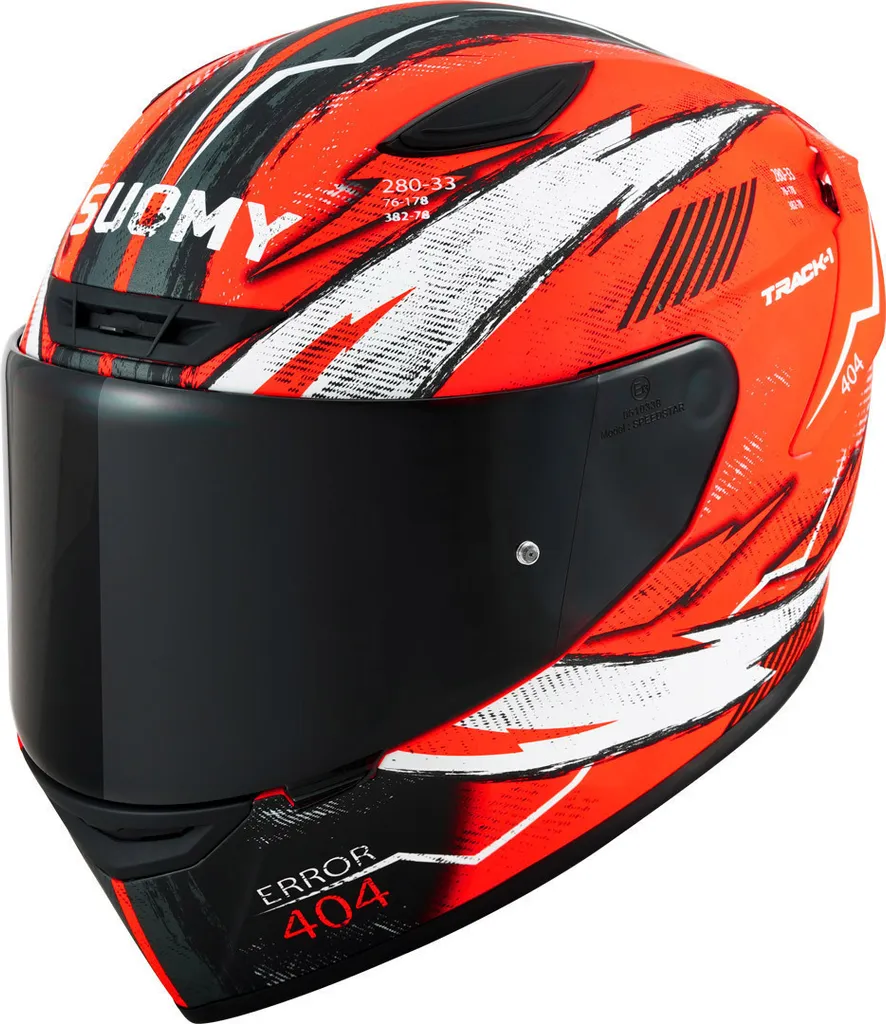 Suomy Track-1 404 2023 Casque Intégral de Course, Orange Noir, Taille L