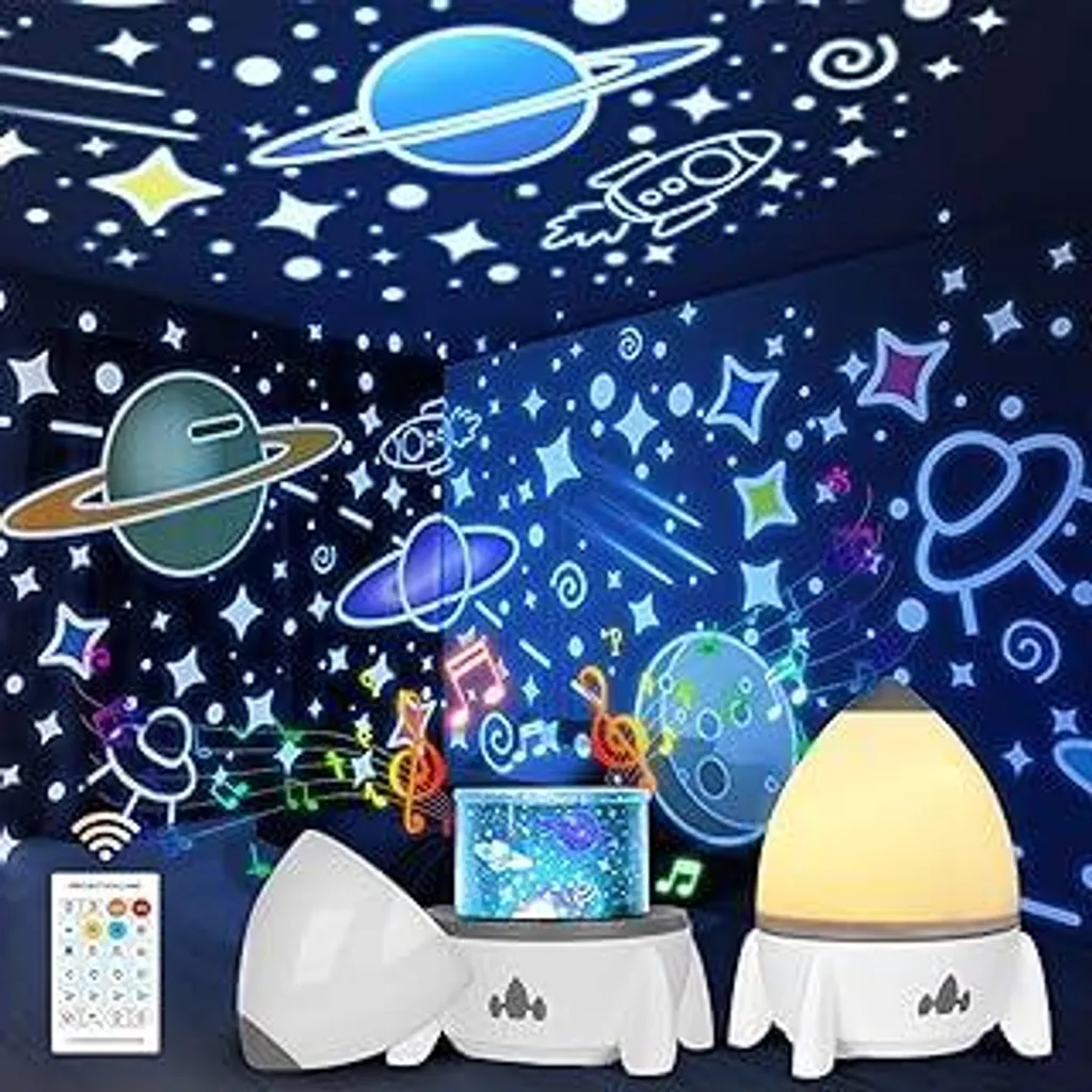 Proiettore cielo stellato per bambini - Regali giocattoli a forma di razzo per bambini e bambine Luce notturna Razzo per bambini da 1 a 9 anni Lampada notturna per neonati Ideale per compleanni e Natale Decorazioni per feste Camera dei bambini