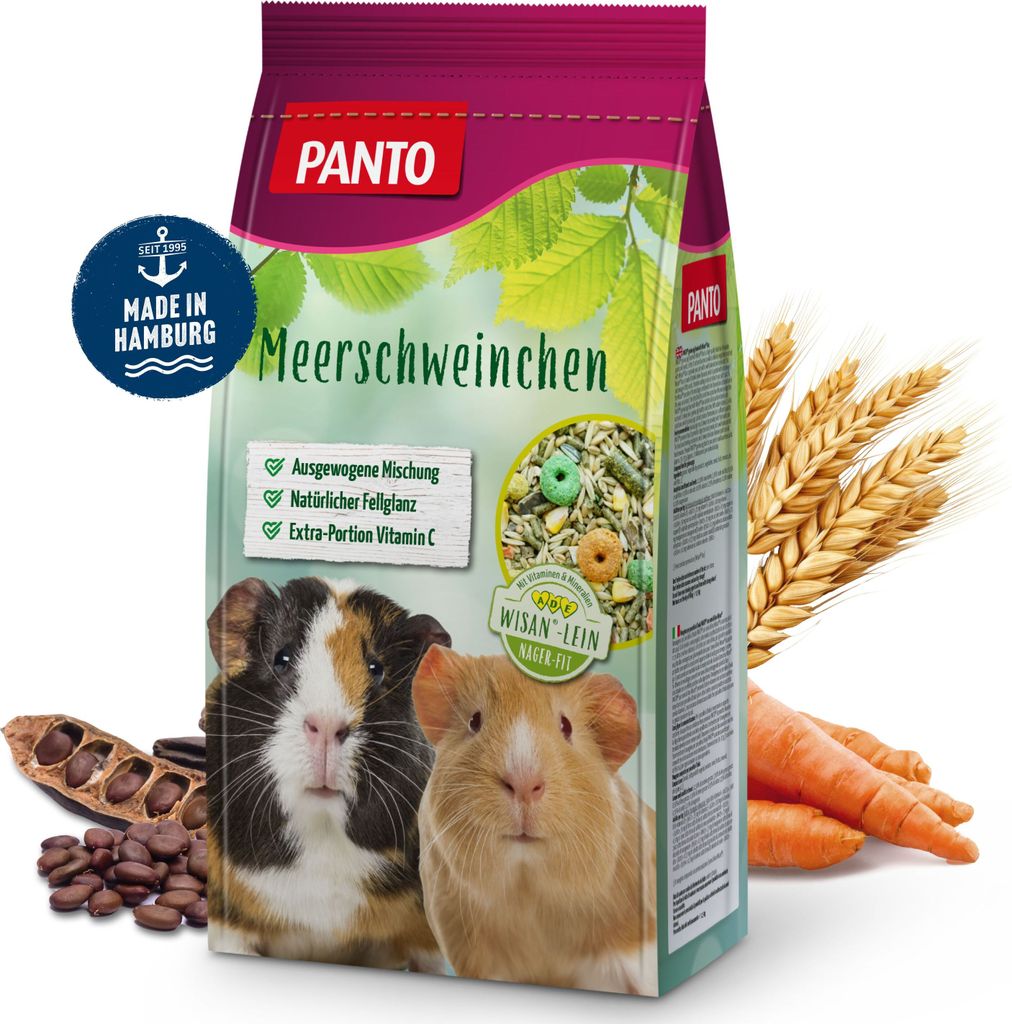 PANTO Meerschweinchenfutter – 2,5 kg bunte Mischung mit Wisan-Lein & Vitamin C