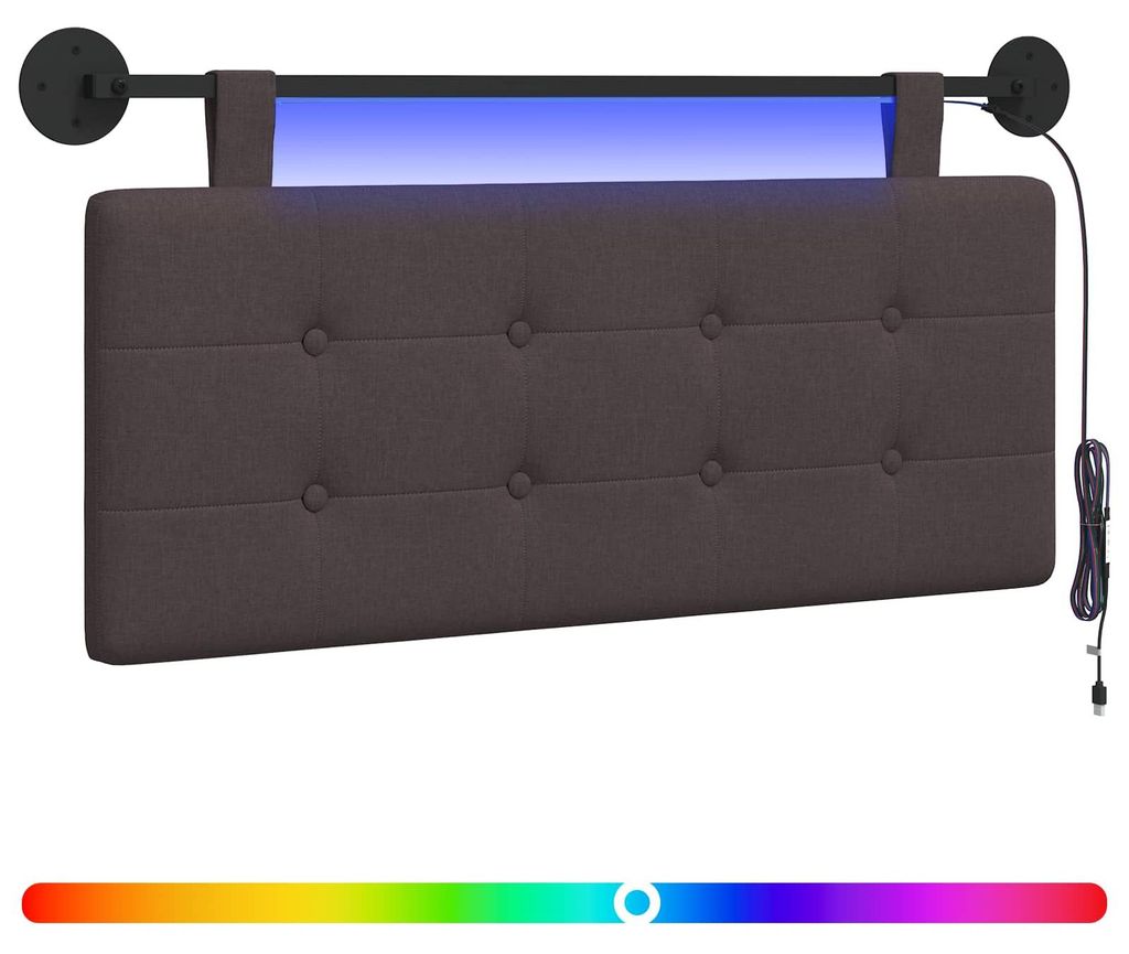 Hängendes Kopfteil Mit LED Licht Dunkelbraun Stoff