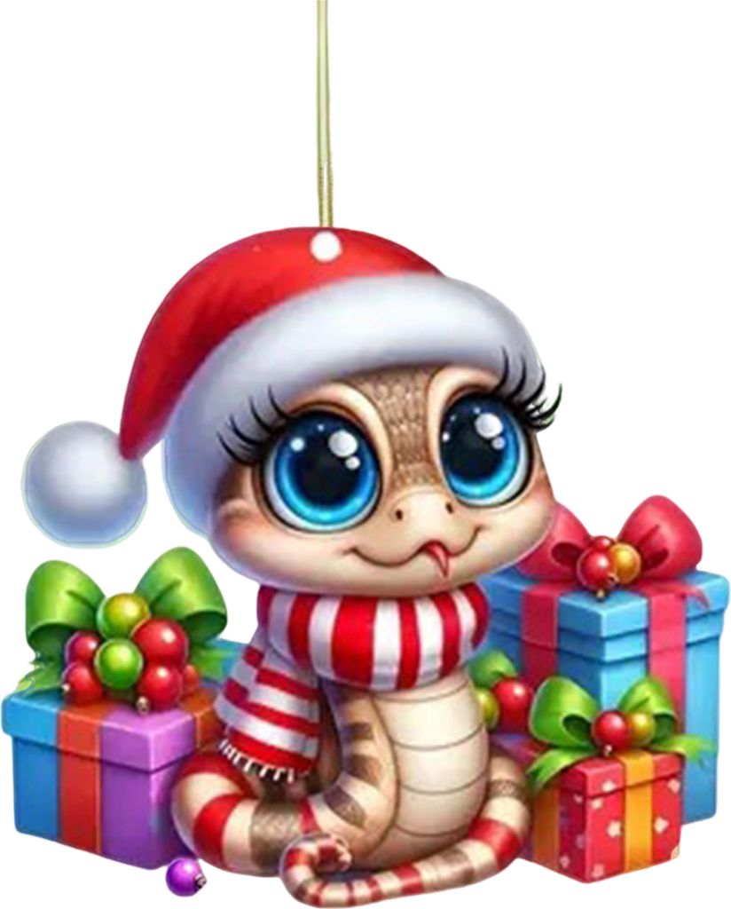 Schlangen-Ornament, Cartoon-Schlange, Weihnachtsbaum-Hängeornament, bunte Schlange aus Acryl, Auto-Rückfahrzubehör für Feiertagsdekoration