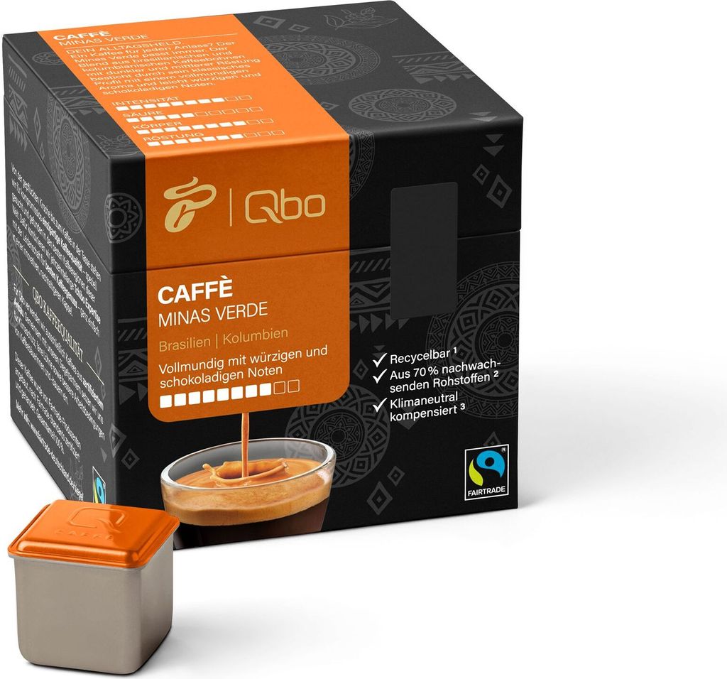 Tchibo Qbo Caffè Minas Verde Premium Kaffeekapseln, 27 Stück (Caffè, Intensität 8/10, vollmundig und würzig), nachhaltig, aus 70% nachwachsend...