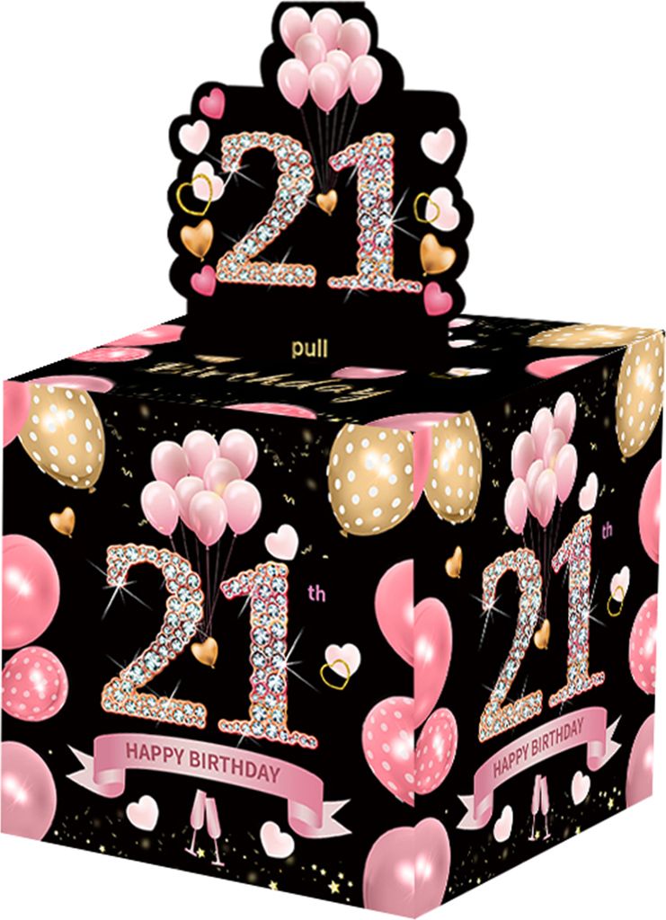 Spardose zum 16. und 21. Geburtstag, Überraschungs-Geldgeschenkbox zum Herausziehen, Geldkassetten-Set, Geburtstagsgeschenk, Geldhalter für Kinde...