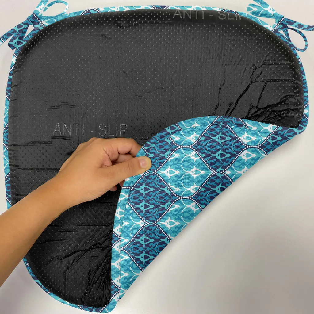Galettes de Siège avec Sangles Lot de 8 Bleu Patchwork Décoratif 40cm - 2