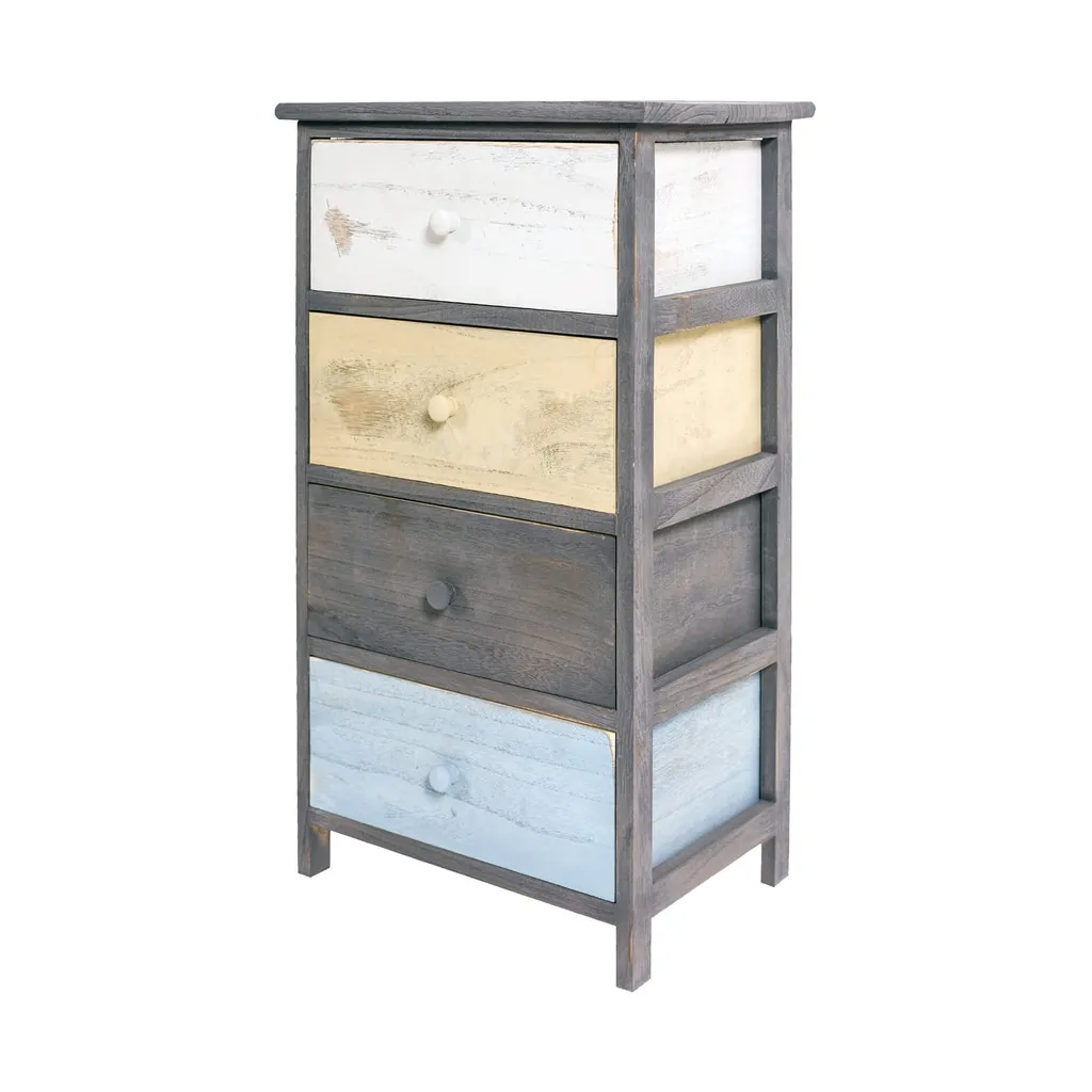 Commode étroite 4 tiroirs Rebecca Mobili bois gris blanc - 4