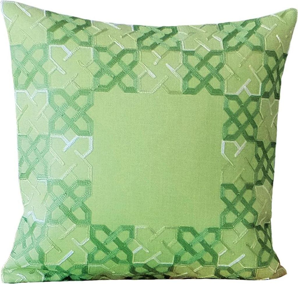 Kissen-Bezug Kurbel-Stickerei grün silber 40x40 cm