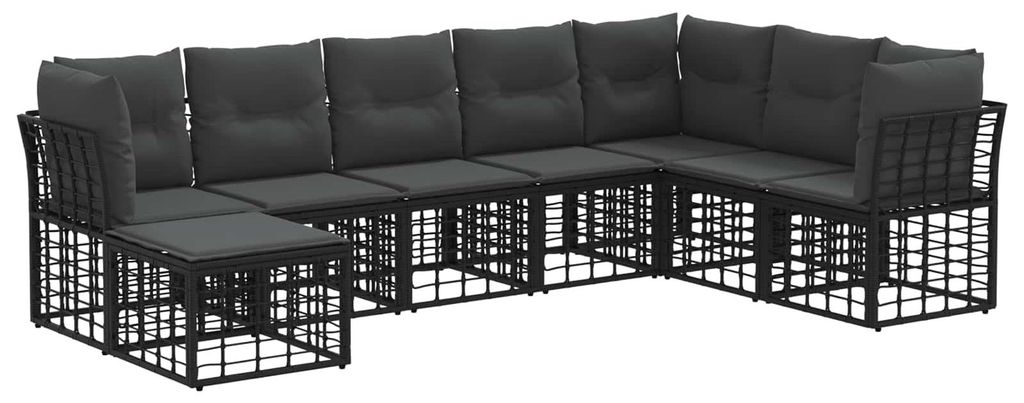 Outdoor-Sofagarnitur Schwarz Polyester