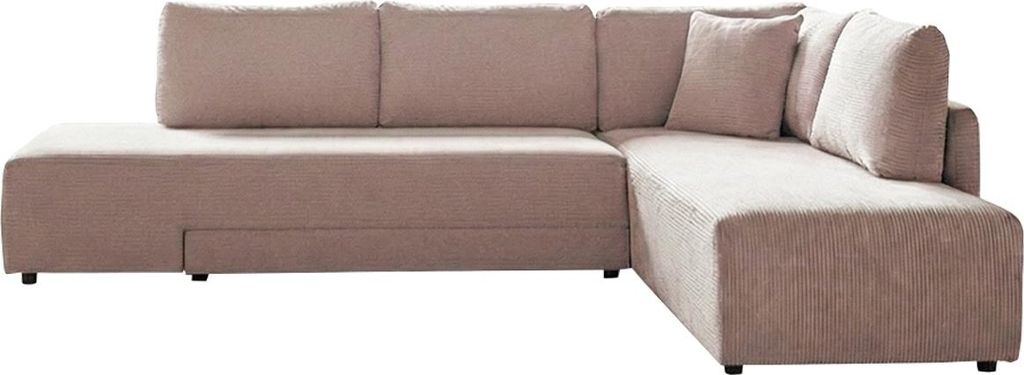 KAWOLA Schlafsofa SADIRA Ecksofa Cord taupe Recamiere rechts
