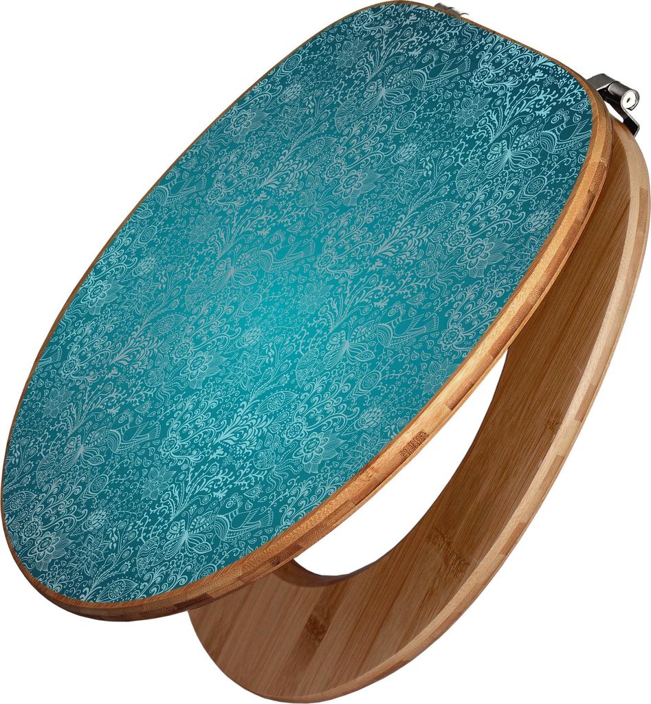 banjado Design WC Sitz Bambus 44x38x5cm - Mandala Landschaft - Toilettendeckel/Toilettensitz Bambus - hochwertiger Bambus Klodeckel/WC-Sitz mit Uni...