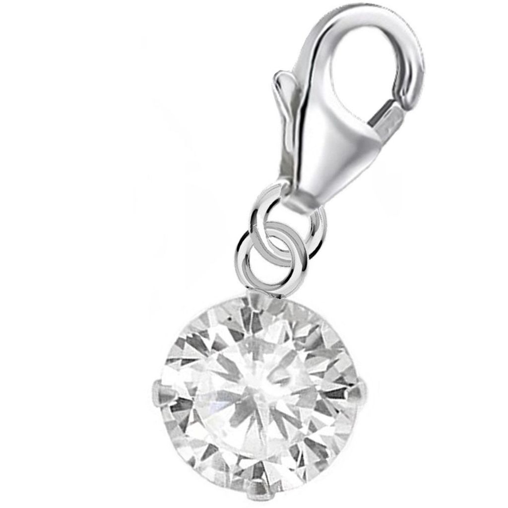 Charm Anhänger mit runder weißer Zirkonia I Zeitlose Schönheit

