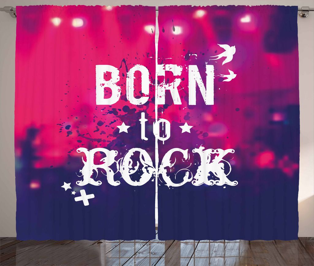 ABAKUHAUS Popstar-Party Rustikaler Gardine, Konzertbühne, Schlafzimmer Kräuselband Vorhang mit Schlaufen und Haken, 280 x 225 cm, Lila Rosa