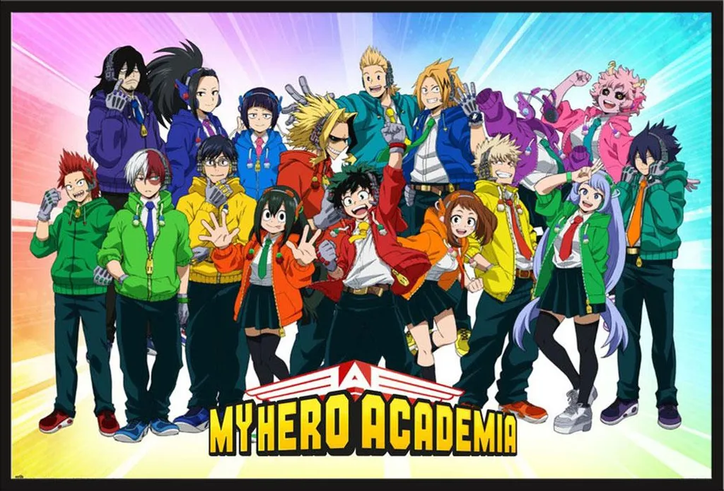 Poster My Hero Academia grand format avec cadre noir plastique