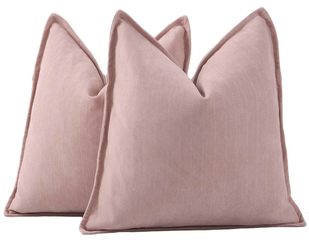 Set mit 2 einfachen Chenille-Kissenbezügen, rosa, 55 x 55 cm (quadratisch)
