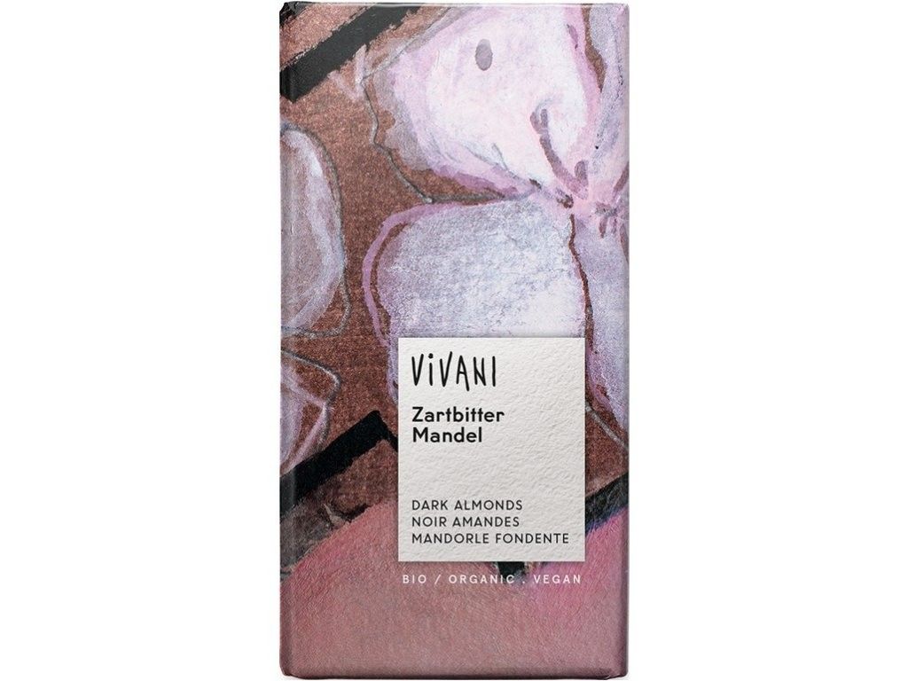 Vivani Chocolade Puur met Amandelen  (100 gr) Productafbeelding 