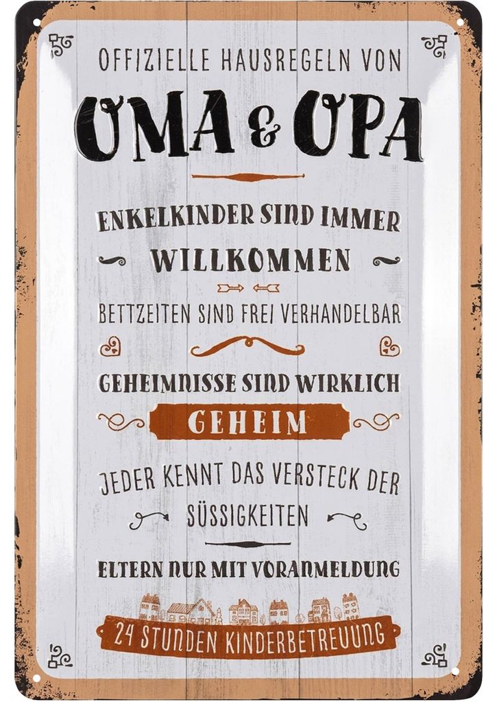 LANOLU Retro Blechschild Geschenk für Oma und Opa Pension Produktbild 
