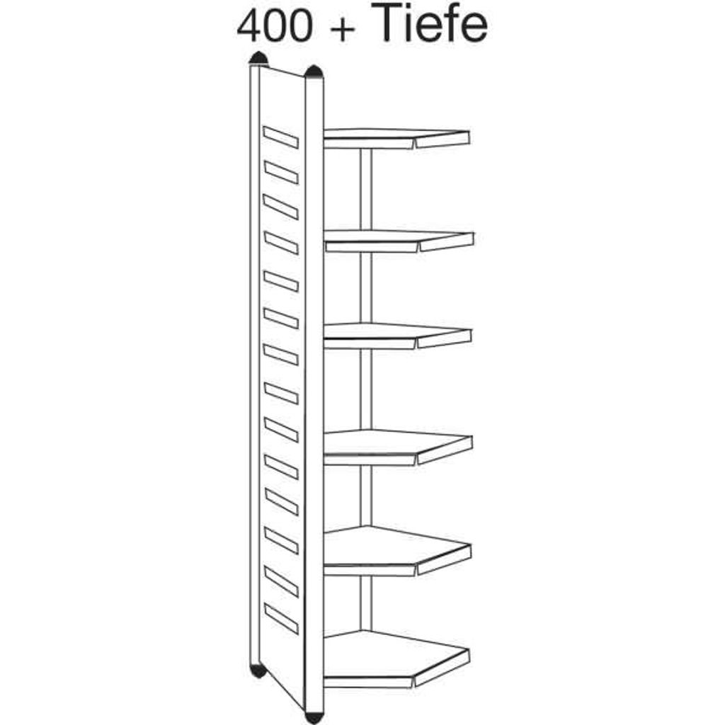 Design-Regal M2 Eckfeld BXHxT 400x2600x400mm 6 Böden alusilber/lichtgrau