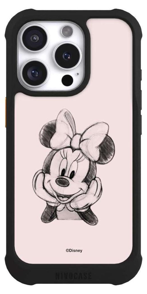NIVOCASE Hülle für Apple iPhone 16 Pro Stoßfeste Handyhülle NIVOmax Case Schwarz Disney Minnie Mouse Offizielles Lizenzprodukt