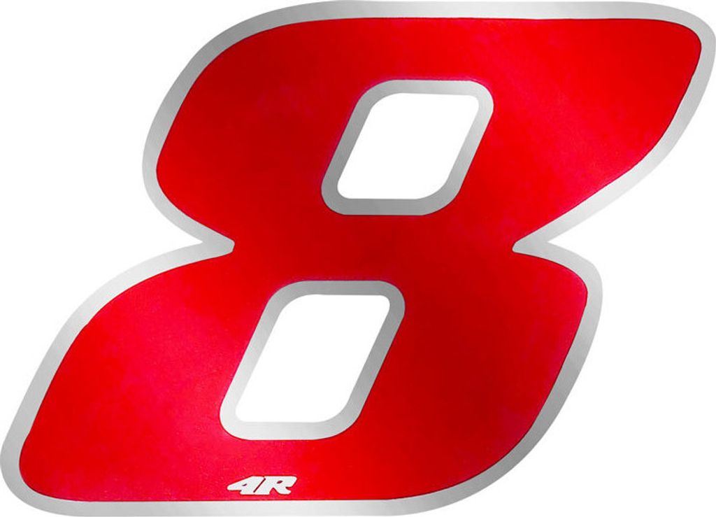 Aufkleber Rennnummer für Motorrad "8" Rot 27 x 37 mm