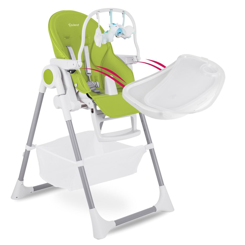 Suleno Kinderhochstuhl LOVIS ab Geburt - Verstellbar, Klappbar, Mitwachsend - Grün + Zubehör 22032-19