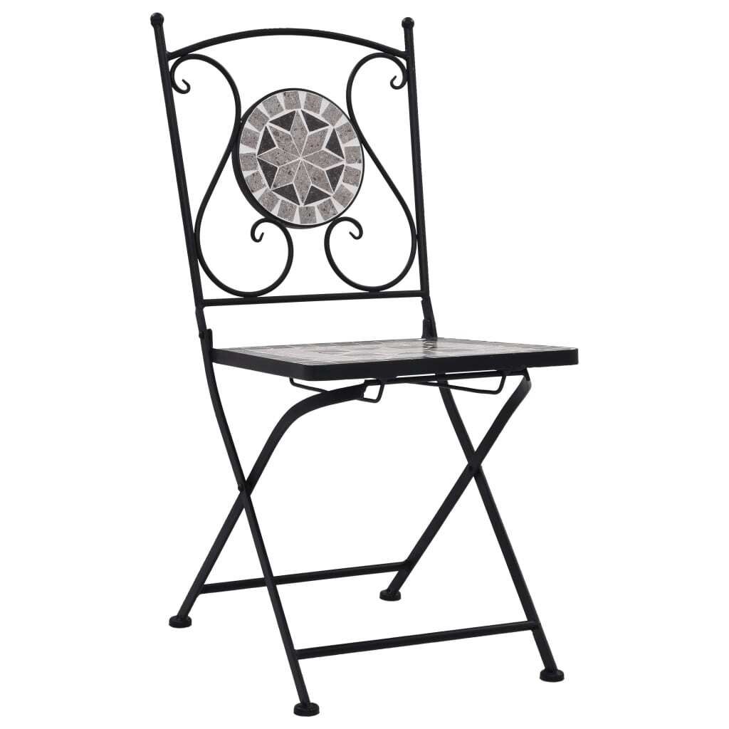 vidaXL Sedia bistrot a mosaico 2 pz. Grigio Immagine del prodotto 