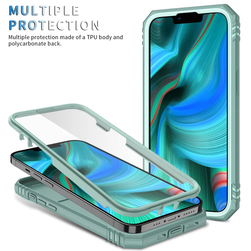Custodia Portafoglio Per IPhone 14 Con 4 Slot Carte E Chiusura Magnetica - Verde Ghiaccio