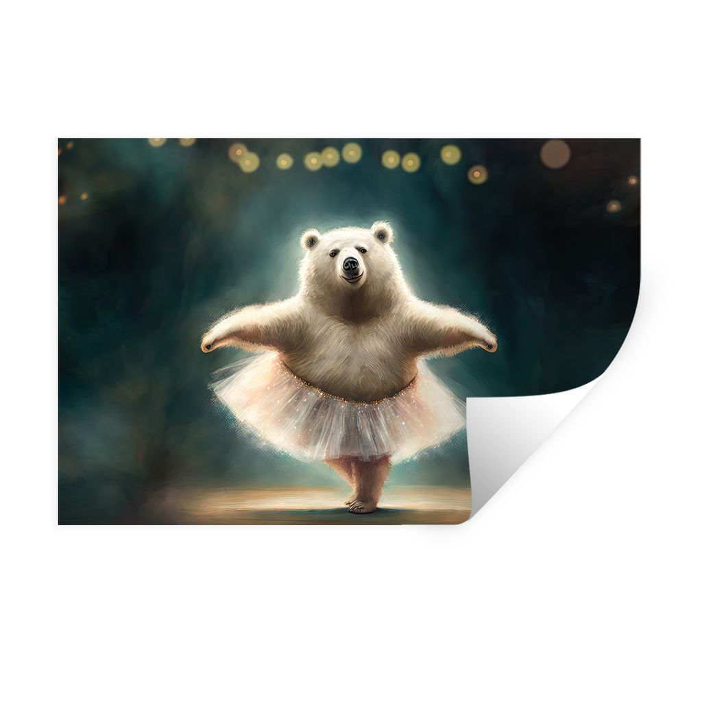 MuchoWow Wandtattoo Wandsticker Wandaufkleber Eisbär - Rock - Ballett - Porträt - Tiere - Kinder 30x20 cm Selbstklebend und Repositionierbar - ...