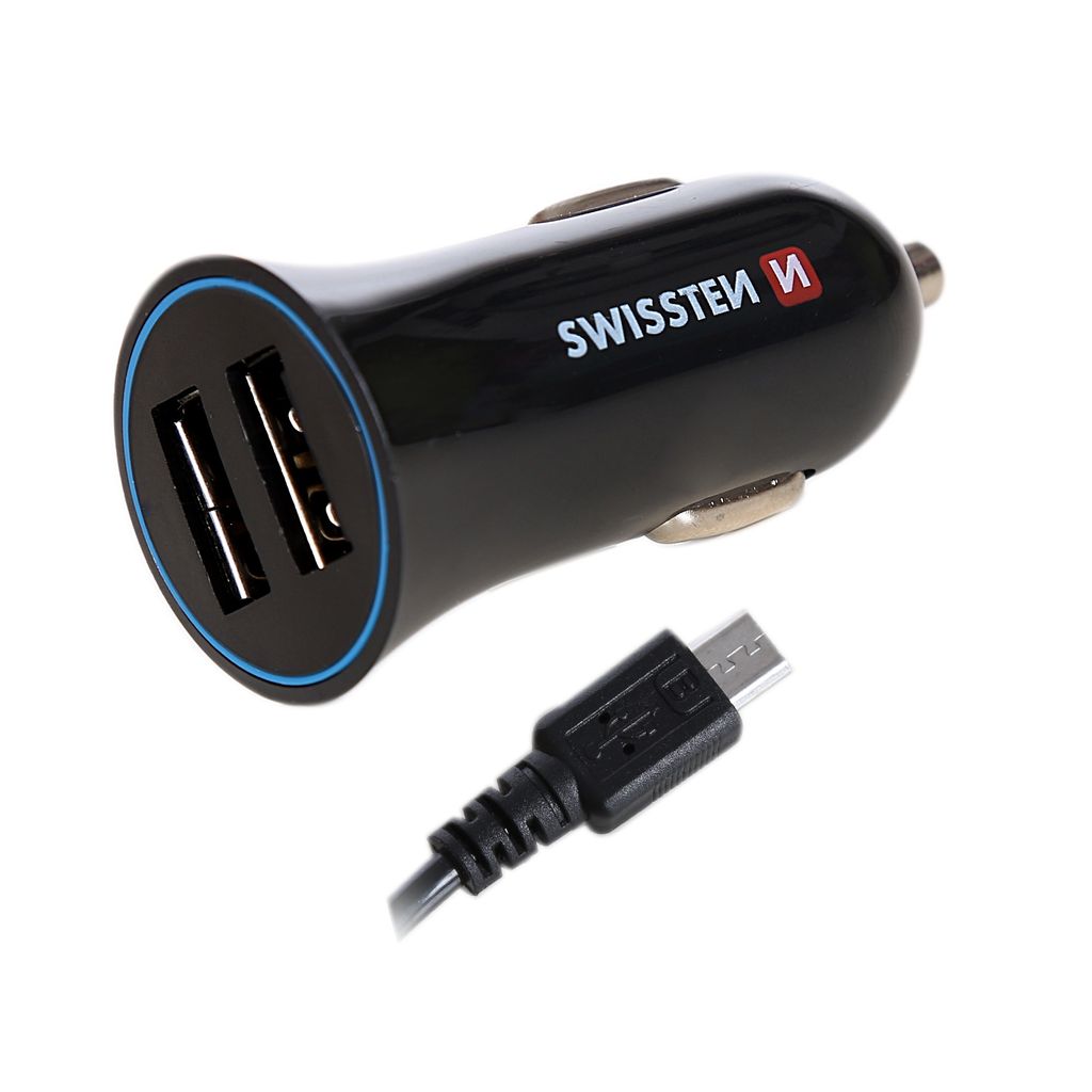 Swissten Autoladegerät 12V - 24V / 1A + 2,1A und Micro-USB-Kabel 1,5m
