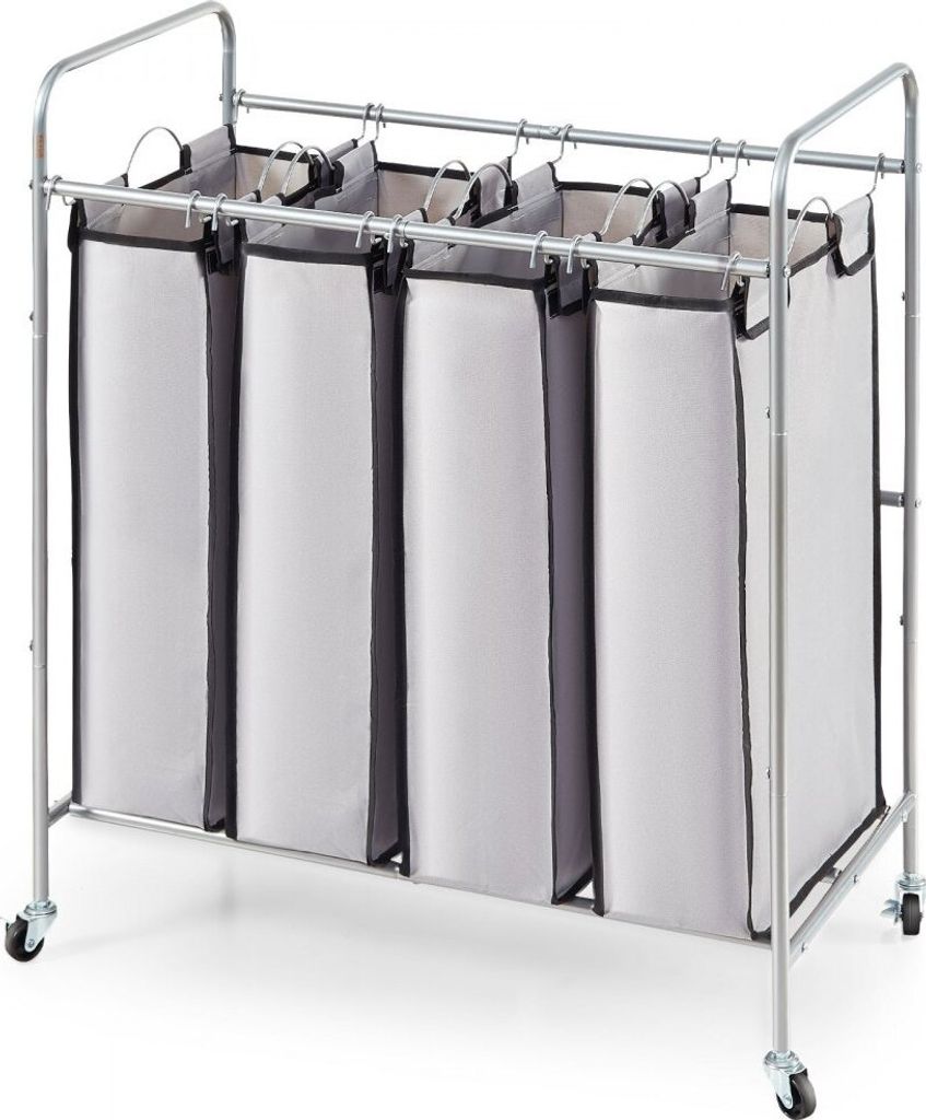Wäschewagen Deluxe - 4-teilig, Kommerzieller Wäschesortierer, 20 kg Belastbarkeit, Rollbare Wäschesammlung, Mobiles Wäsch-Sortiersystem - Wäsc...