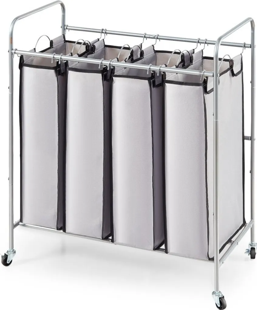 Dites adieu au désordre avec ce Chariot à linge mobile 4 bacs de rangement