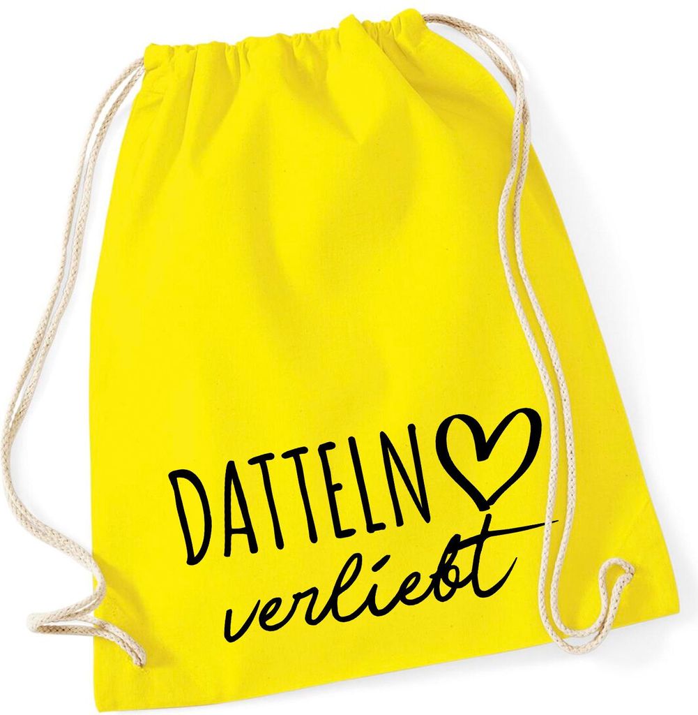 Huuraa Turnbeutel Datteln verliebt 12 Liter Yellow Baumwolle Rucksack Geschenkidee