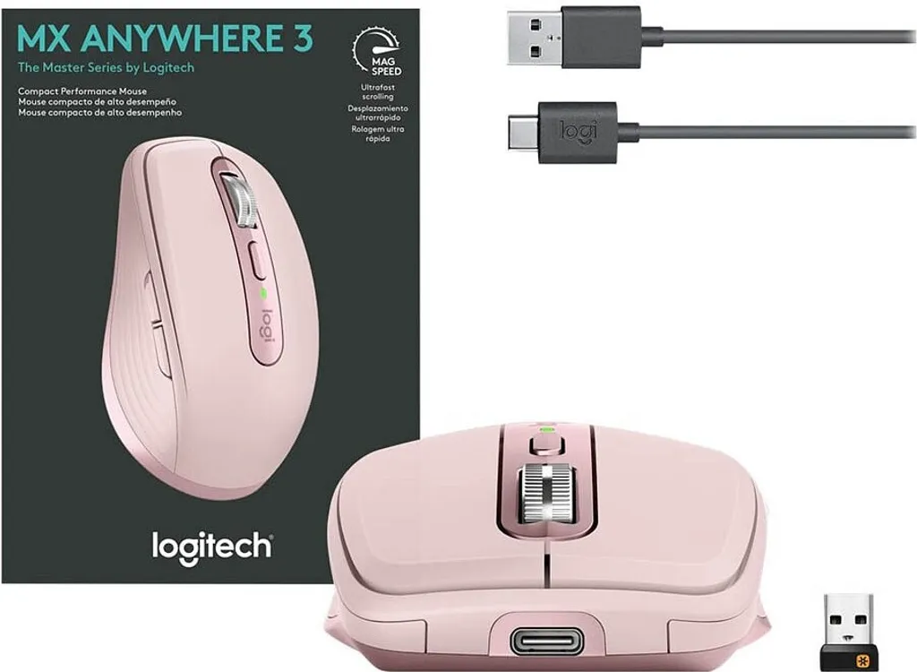 Logitech MX Anywhere 3 Souris Rose Laser Sans Fil Bluetooth 4000 DPI - 20