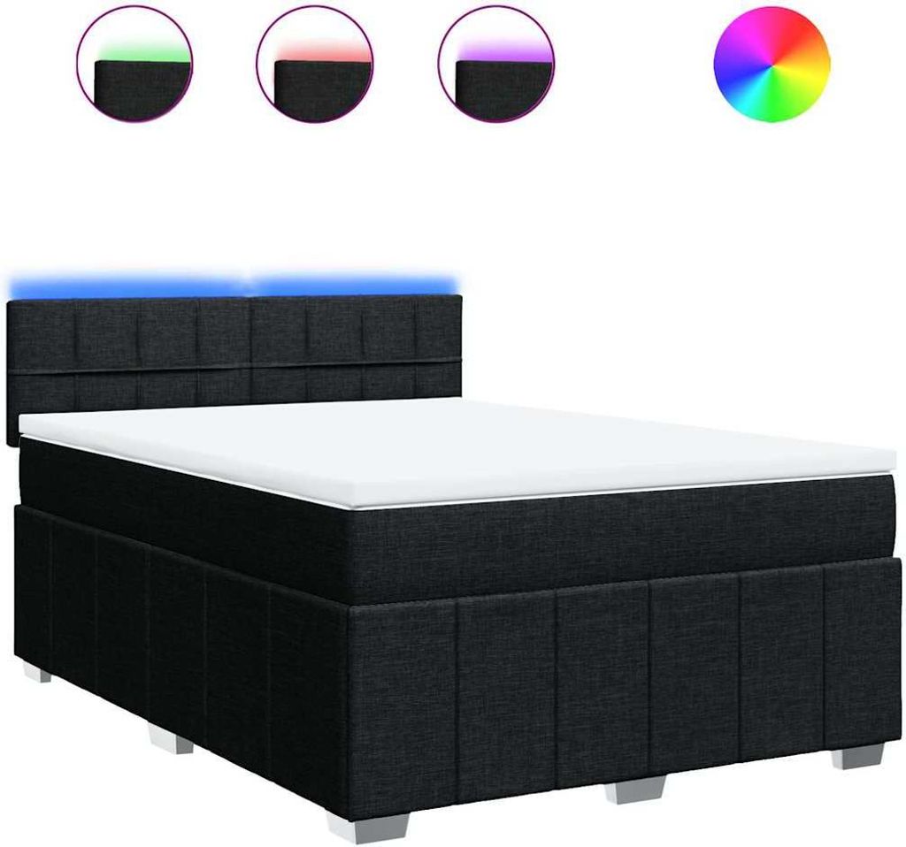 vidaXL Boxspringbett mit Matratze Schwarz 140x190 cm Stoff
