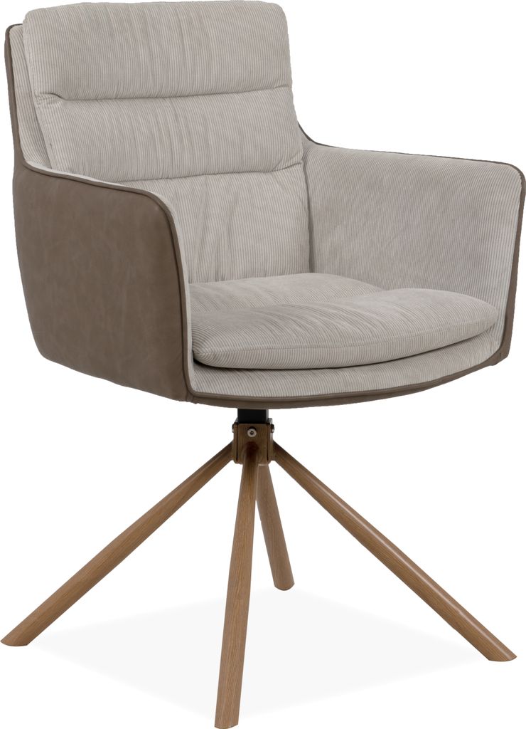 finori Logan 70A Stuhl, 2er-Set, Cord beige + Lederoptik braun / Holzoptik Maß: B x H x T ca. 59 x 88 x 63 cm