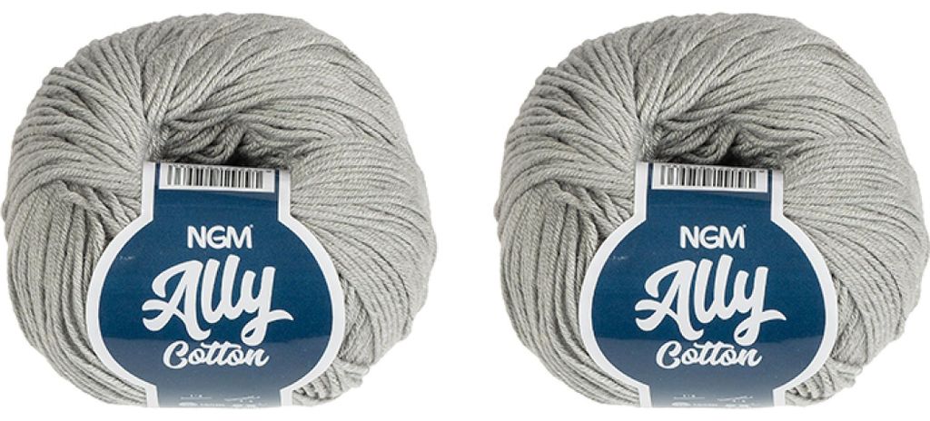 SET 2pcs - Garn ALLY Baumwolle - 50g / 140 m - Grau