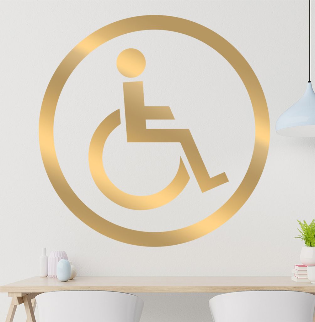 KIWISTAR Rollstuhl Zeichen Rund - Rolli Krankenhaus Klinik Rollstuhl barrierefrei Wandtattoo in 6 Größen - Wandaufkleber Wall Sticker - Dekoratio...