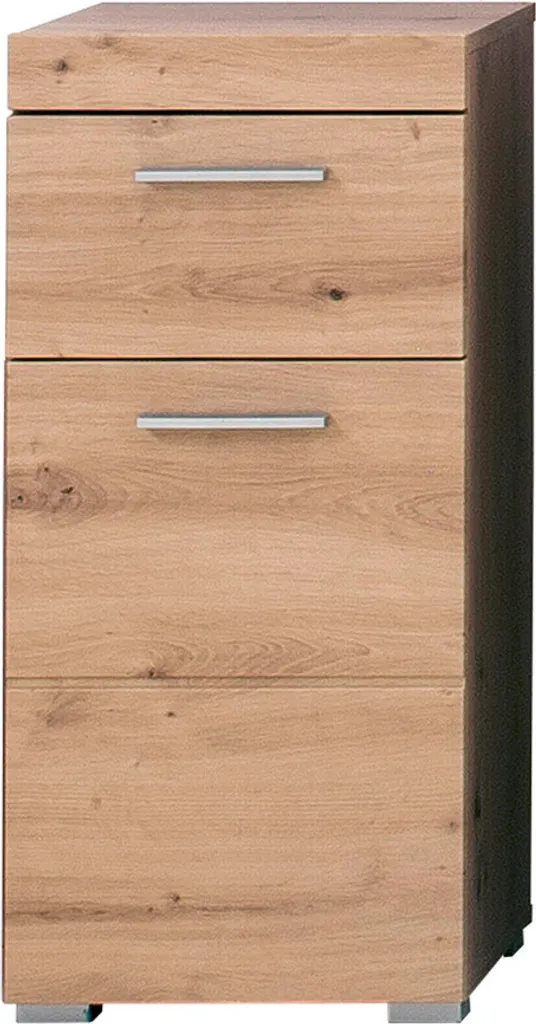 Armoire salle de bain bois effet chêne avec tiroir et placard de tri