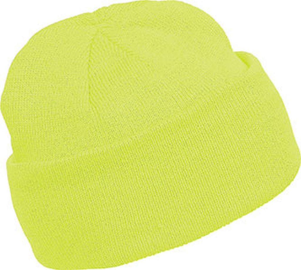 K-Up Herren Mütze Beanie Wintermütze Mütze Fleecemütze Strickmütze, Größe:U, Farbe:Fluorescent Yellow