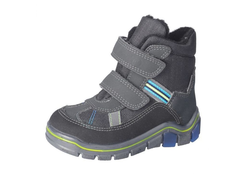 RICOSTA Waschbare Boots GABRIS von PEPINO für kalte Wintertage HighTech/Textil Klettverschluss Warmfutter Jungen grigio/carbon Grau/Blau Größe 38